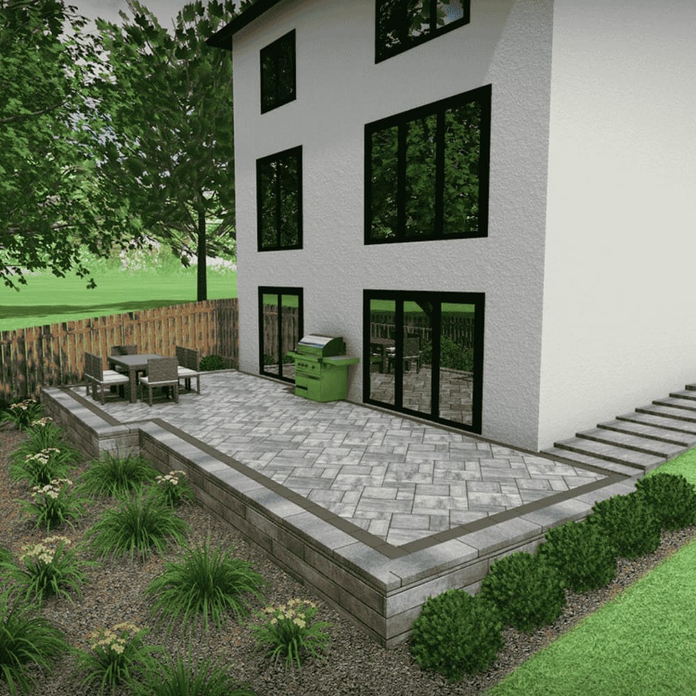 3d Landscape Design of back porch render