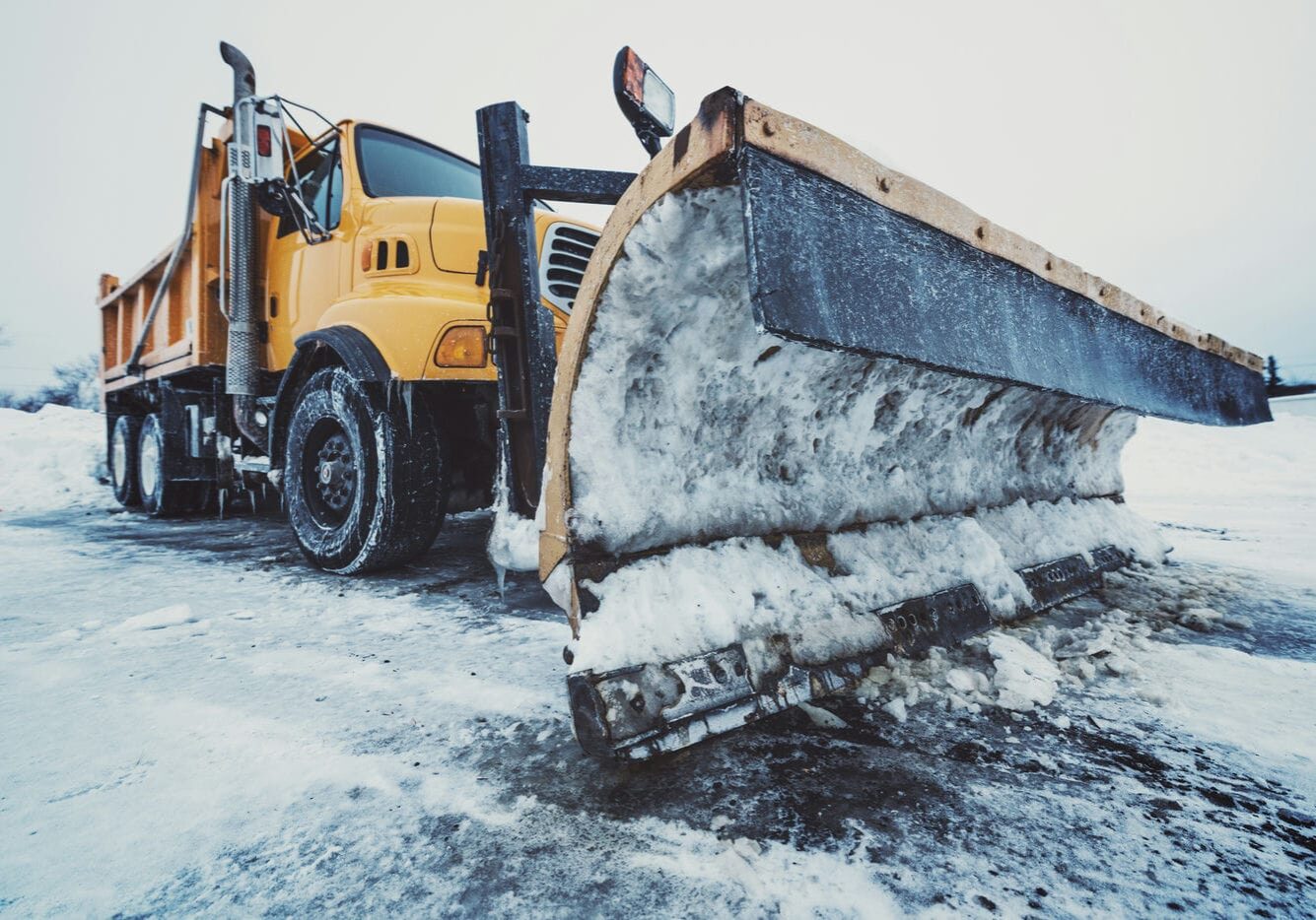 industrial snow plowing truck